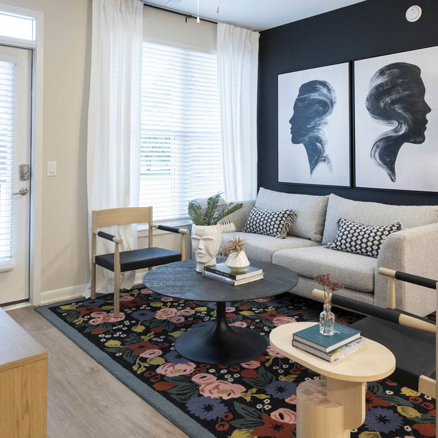 Live 8 West - Modern living room with arts and books