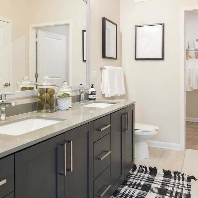 Live 8 West - Bathroom with many black cabinets